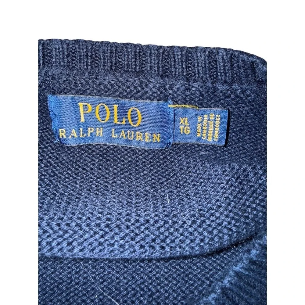 Ralph Lauren Sweater Mens XL‎ Blue Crewneck Pullover Red pony Logo grandpacore